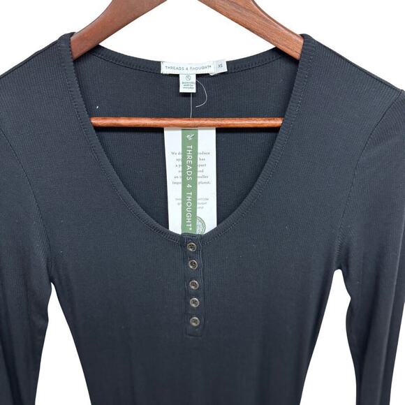 Threads 4 Thought Lois Feather Rib Henley Dress, - Picture 6 of 8